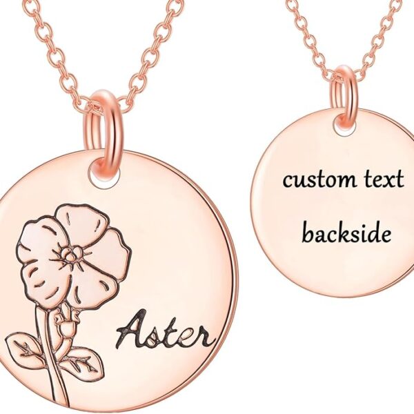 18K Solid Gold Personalized Birth Flower Necklaces