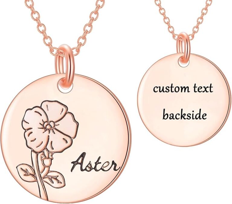 18K Solid Gold Personalized Birth Flower Necklaces